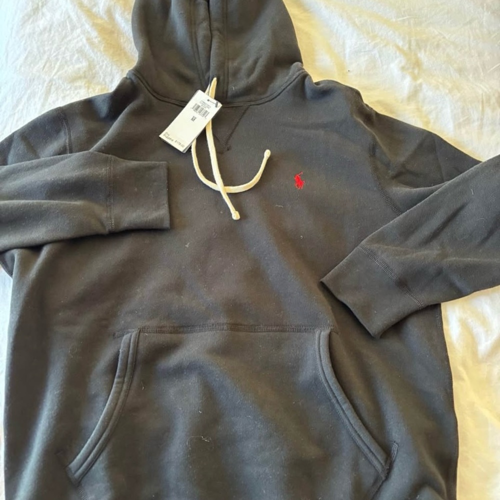 Classic Men's Black Hoodie with Red Logo
